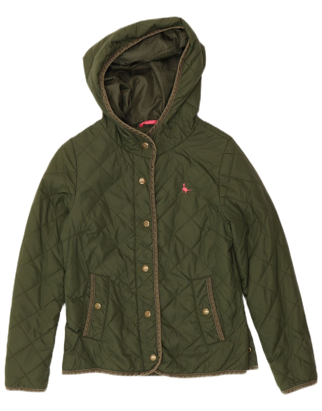 JACK WILLS Womens Hooded Quilted Jacket UK 8 Small  Green