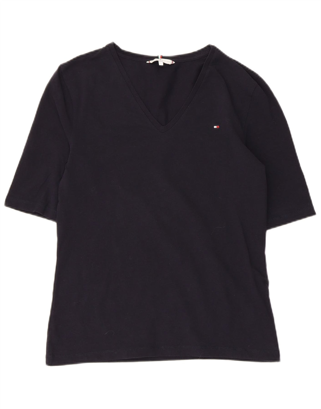 TOMMY HILFIGER T-shirt top til kvinder UK 14 Stor marineblå bomuld