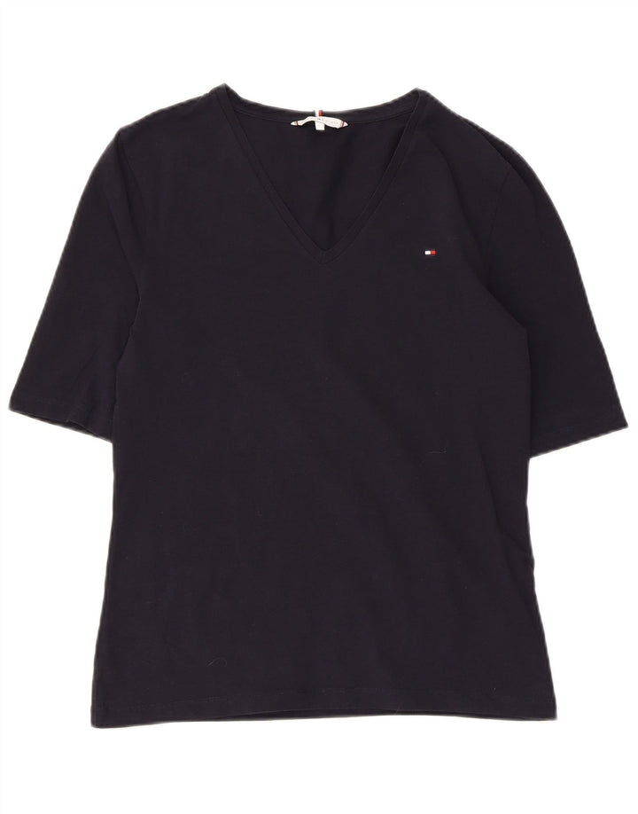 TOMMY HILFIGER T-shirt top til kvinder UK 14 Stor marineblå bomuld