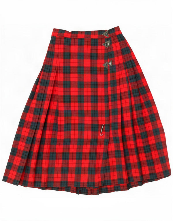 i Blues Kvinder Plisseret Wrap Nederdel IT 46 Large W28 Red Check Wool