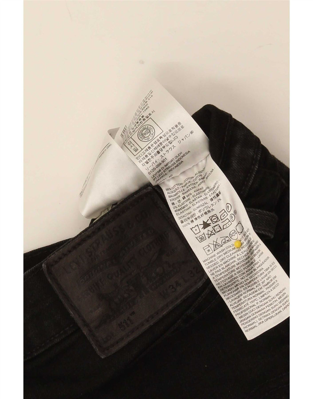 Levi's Herre 511 Slim Jeans W34 L32 Sort Bomuld