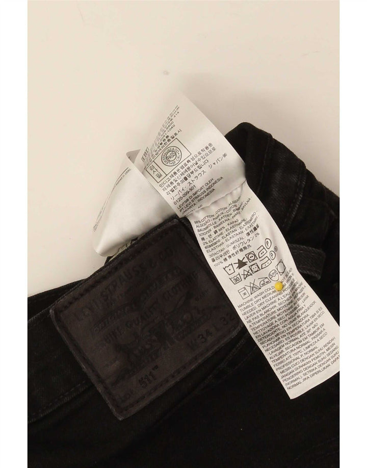 Levi's Herre 511 Slim Jeans W34 L32 Sort Bomuld