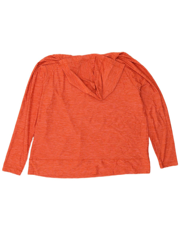 Eddie Bauer Dame Hoodie Jumper UK 16 Large Orange Flecked Polyester