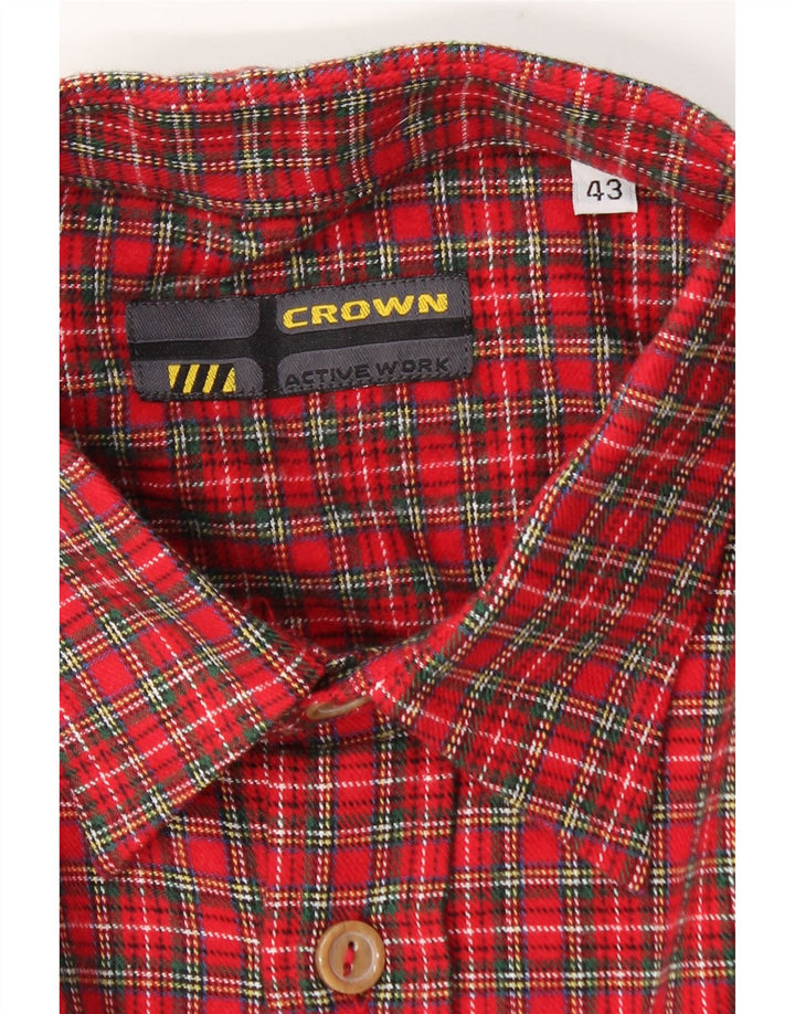 Crown Herre flannel skjorte str. 43 Large rød ternet bomuld