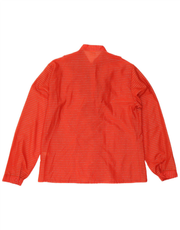 Vintage kvinders flæse foran bluse Top IT 48 XL rød stribet polyester