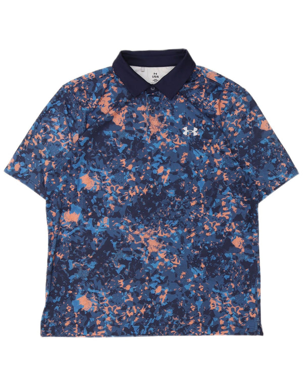 Under Armour Herre Polo Shirt Large Navy Blue Tie Dye