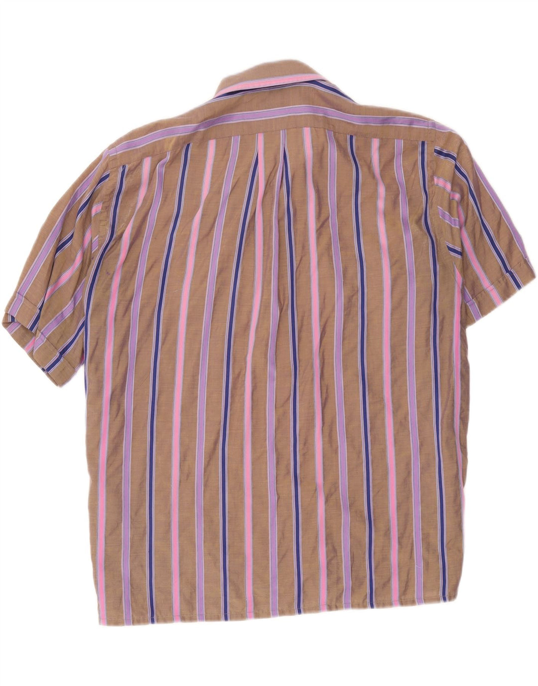 Vintage kortærmet herreskjorte stor brun stribet