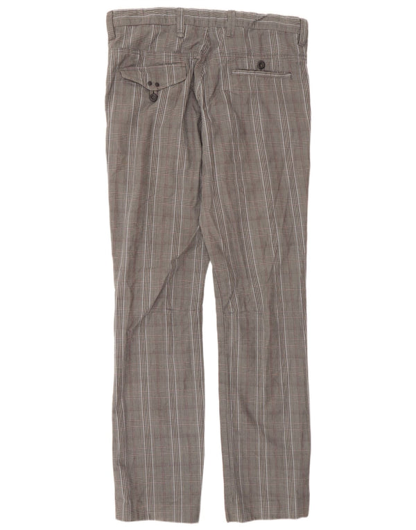 Zara Straight Chino Bukser EU 44 Large W34 L35 Grå ternet bomuld