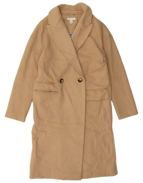 Topshop Dame Dobbeltradet Frakke UK 8 Small Beige Polyester