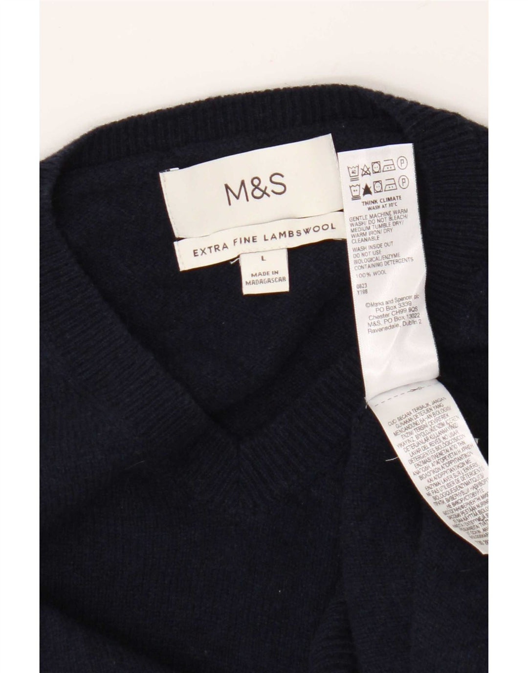 Marks & Spencer Herre V-hals sweater Stor marineblå uld