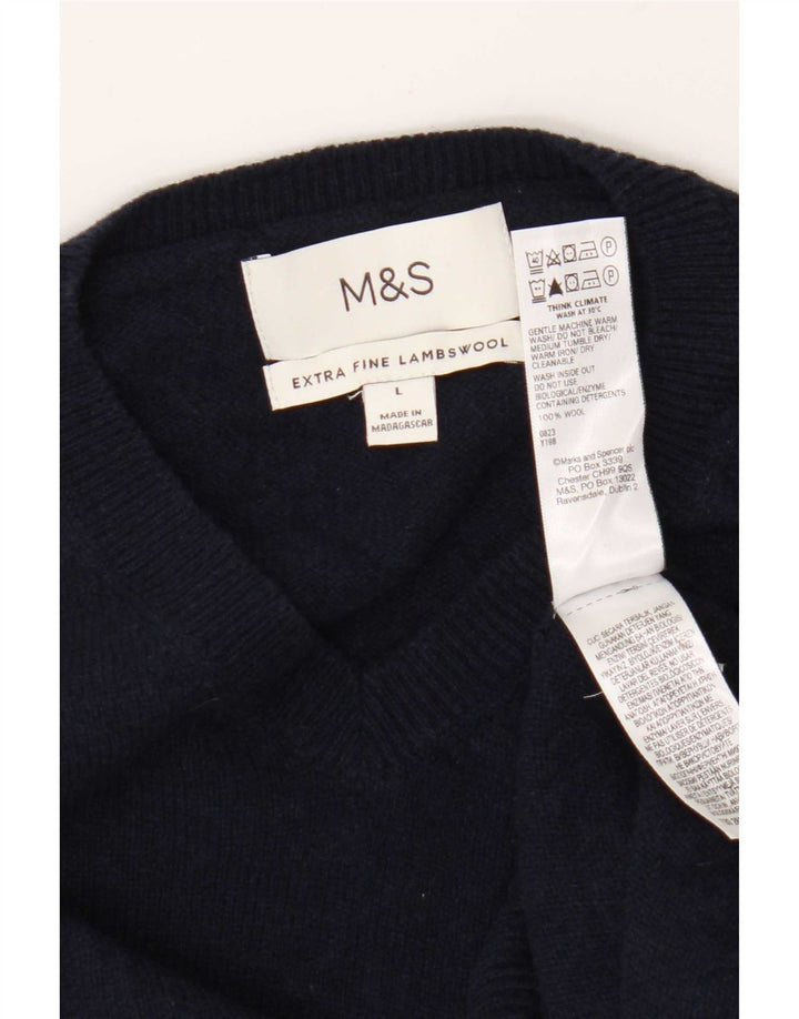 Marks & Spencer Herre V-hals sweater Stor marineblå uld
