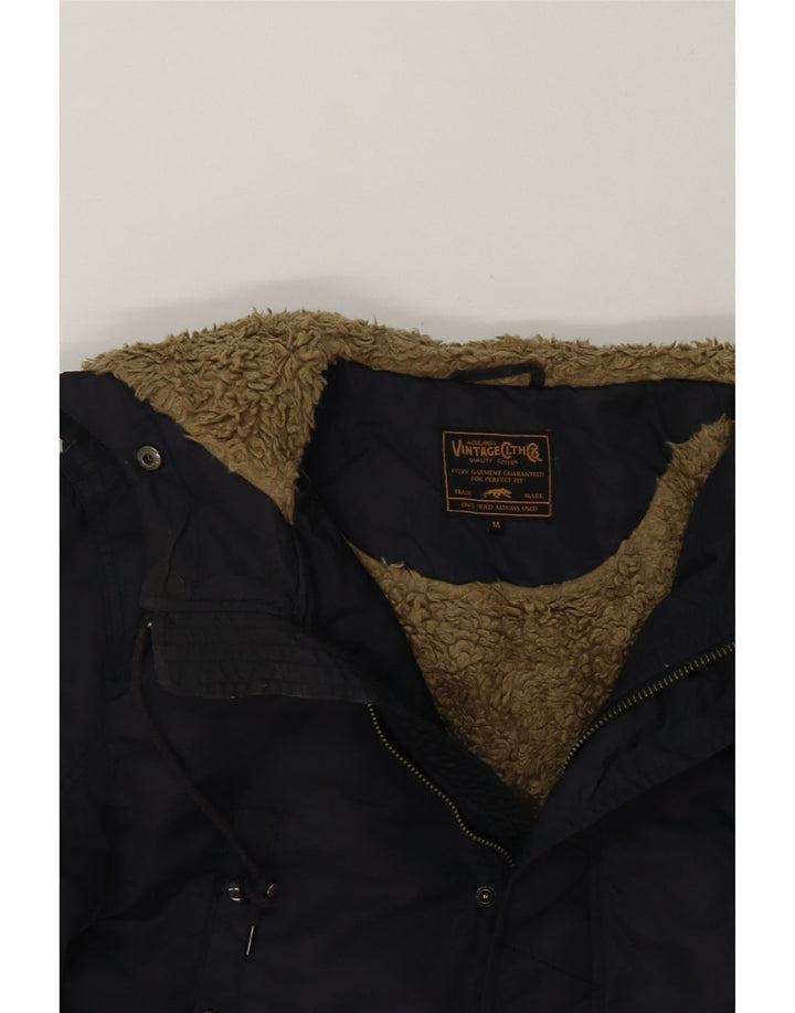 JACK & JONES Mens Hooded Windbreaker Coat UK 38 Medium Navy Blue Nylon Vintage Jack & Jones and Second-Hand Jack & Jones from Messina Hembry 