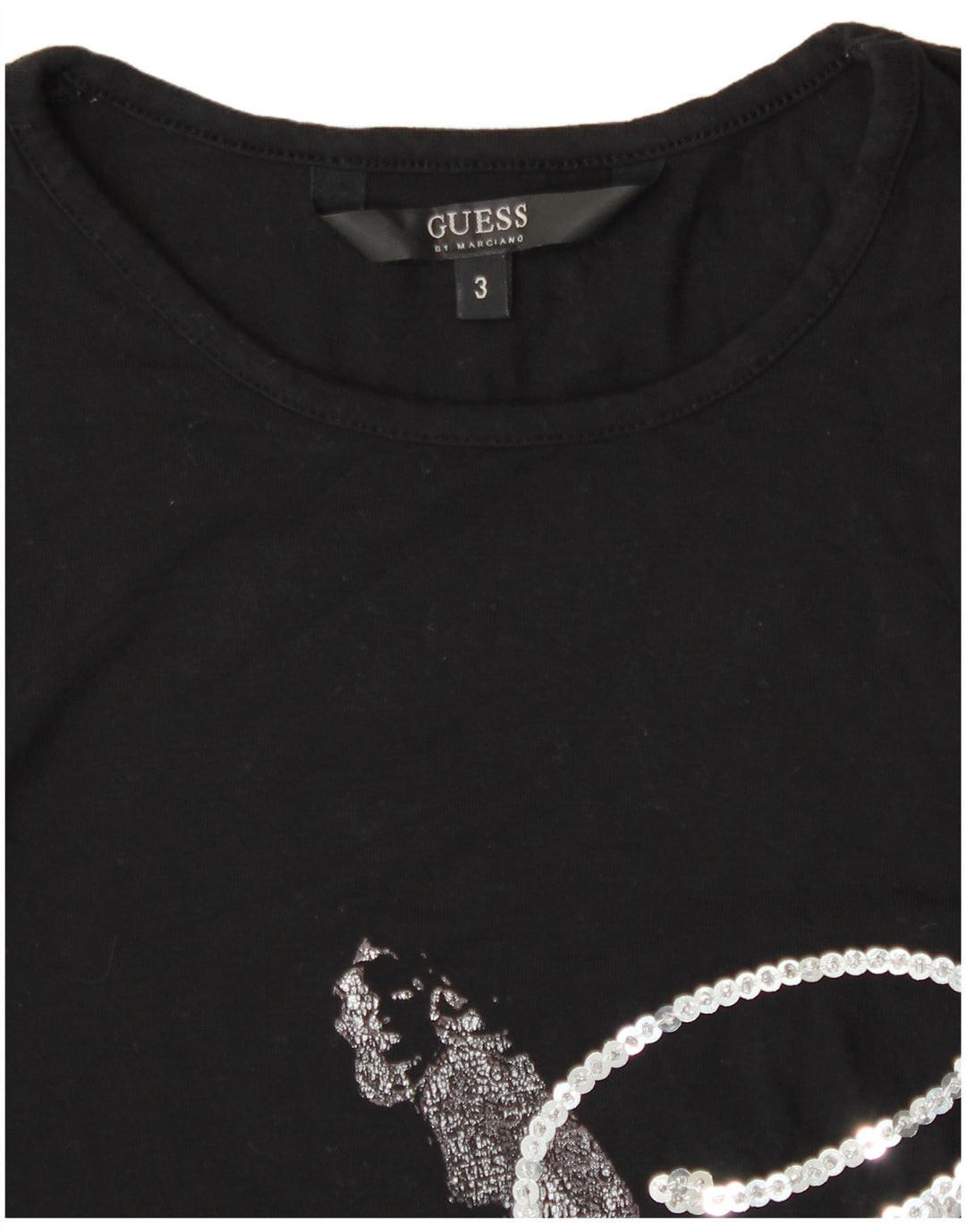 Guess By Marciano Dame Grafisk Top Langærmet Størrelse 3 XS Sort