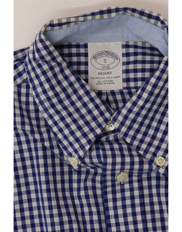 Brooks Brothers Regent-skjorte til mænd, lille blå Gingham-bomuld