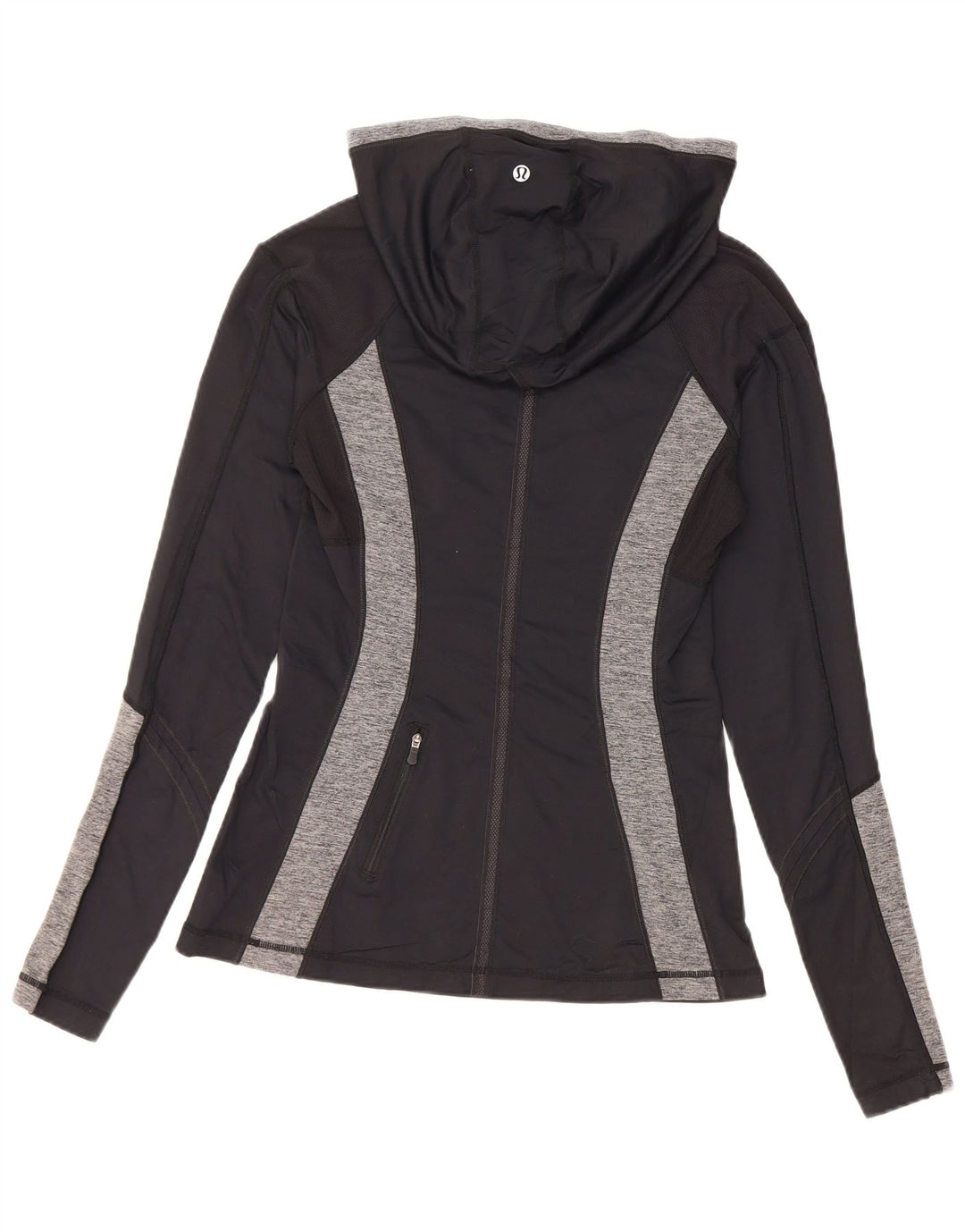 Lululemon Dame Hætte Top Langærmet US 8 Medium Sort Colourblock Nylon