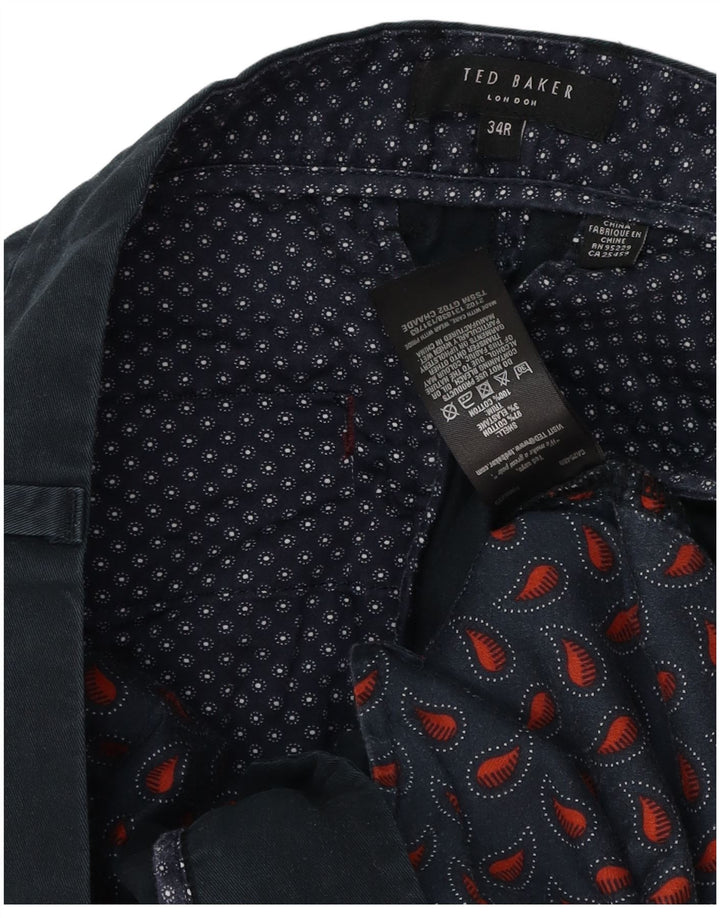 TED BAKER Lige jakkesæt til herrebukser W34 L30 Marineblå bomuld