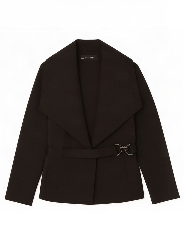 Zara Dame Blazer Jacket UK 18 XL Sort Polyester