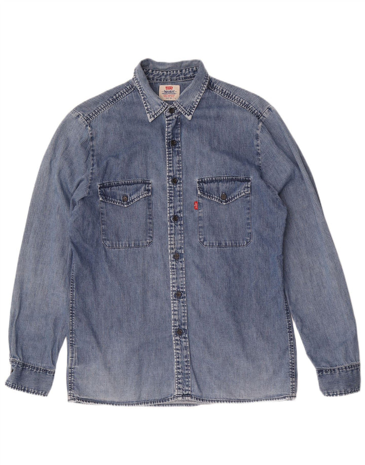 Levi's Denimskjorte til mænd, stor blå bomuld
