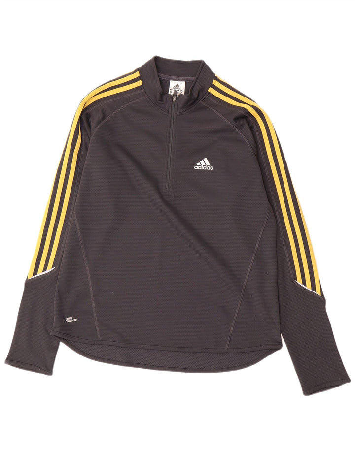Adidas Herre Climalite Pullover med lynlås-hals træningsdragt Top mellemgrå polyester