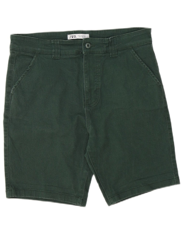Zara Herre Chino Shorts EU 42 Large W32 Grøn Bomuld