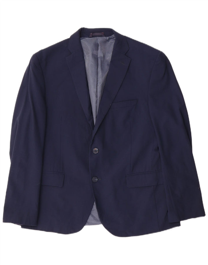 Marks & Spencer Herre Short 2 Button Blazer Jacket UK 42 XL Navy Blue Wool