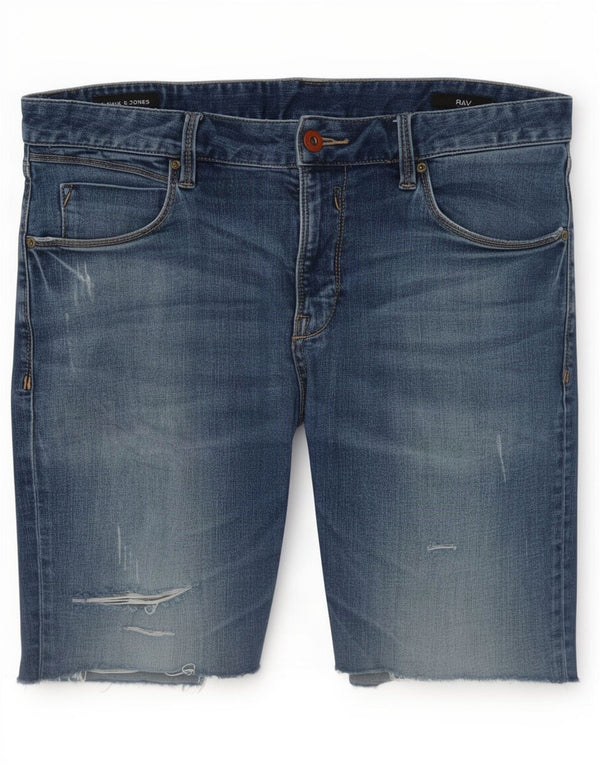 Jack & Jones Herre Distressed Slim Fit denimshorts Large W34 Blue Cotton