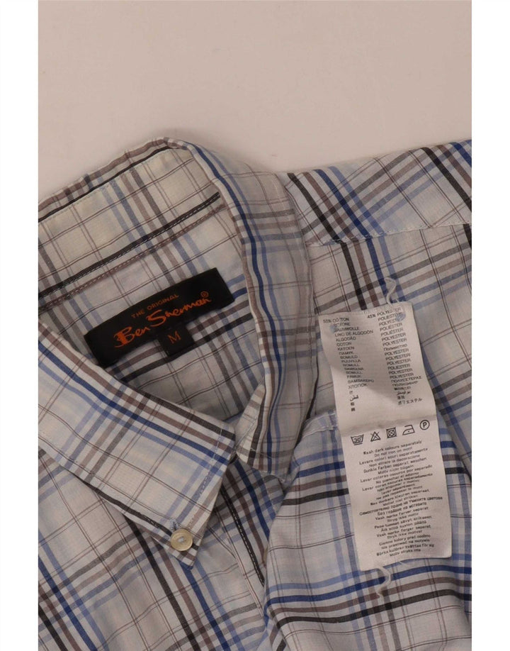 Ben Sherman herreskjorte mellemblå ternet bomuld