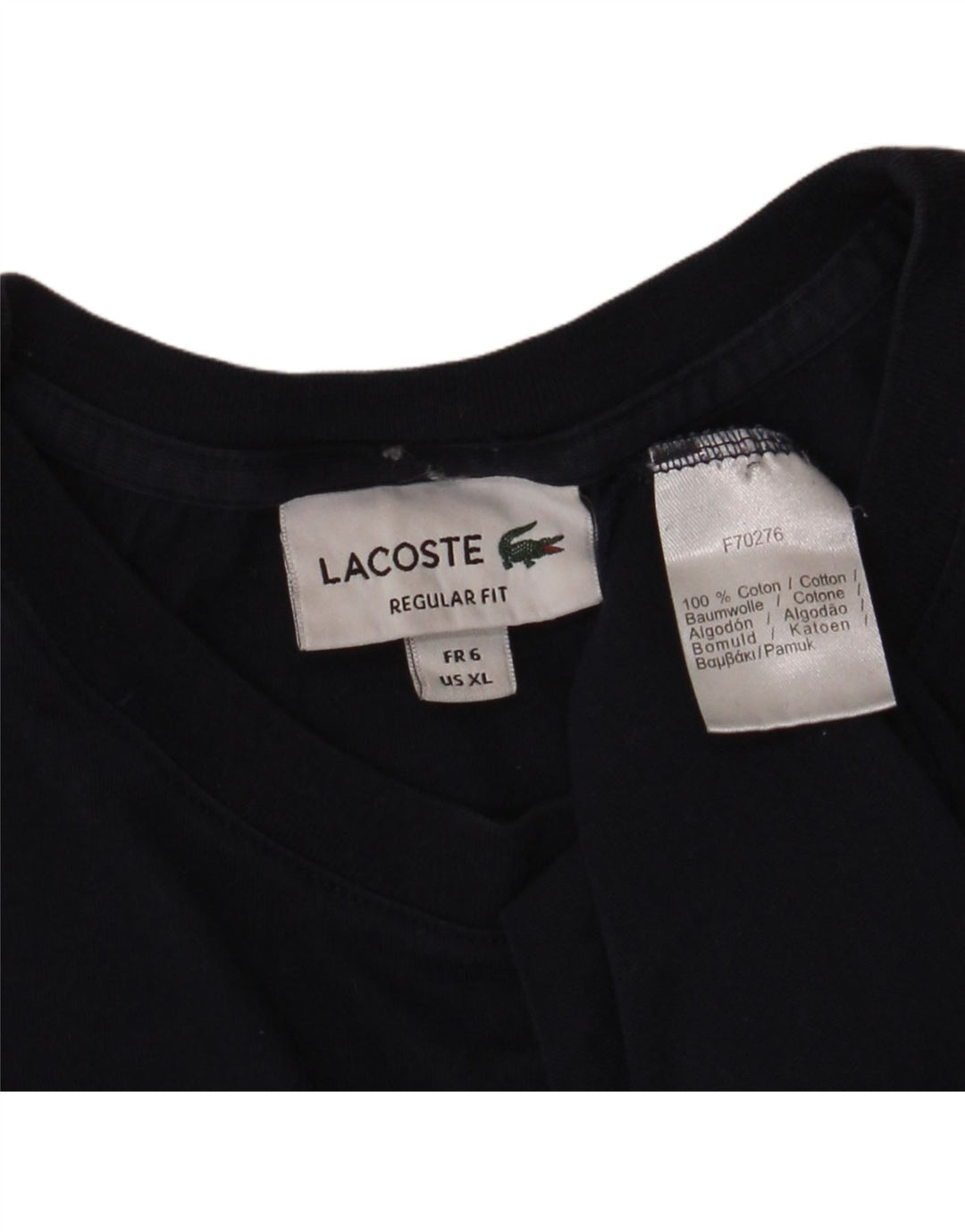 LACOSTE Herre Regular Fit T-Shirt Top Størrelse 6 XL Marineblå Bomuld