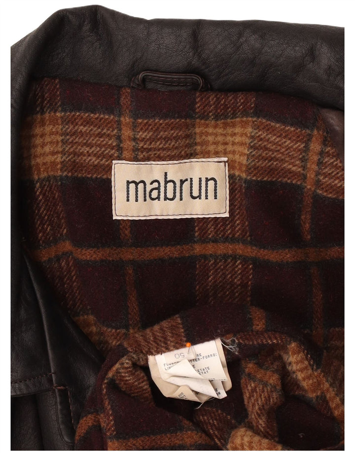 MABRUN Dame Oversized Læderfrakke IT 50 XL Brun Læder