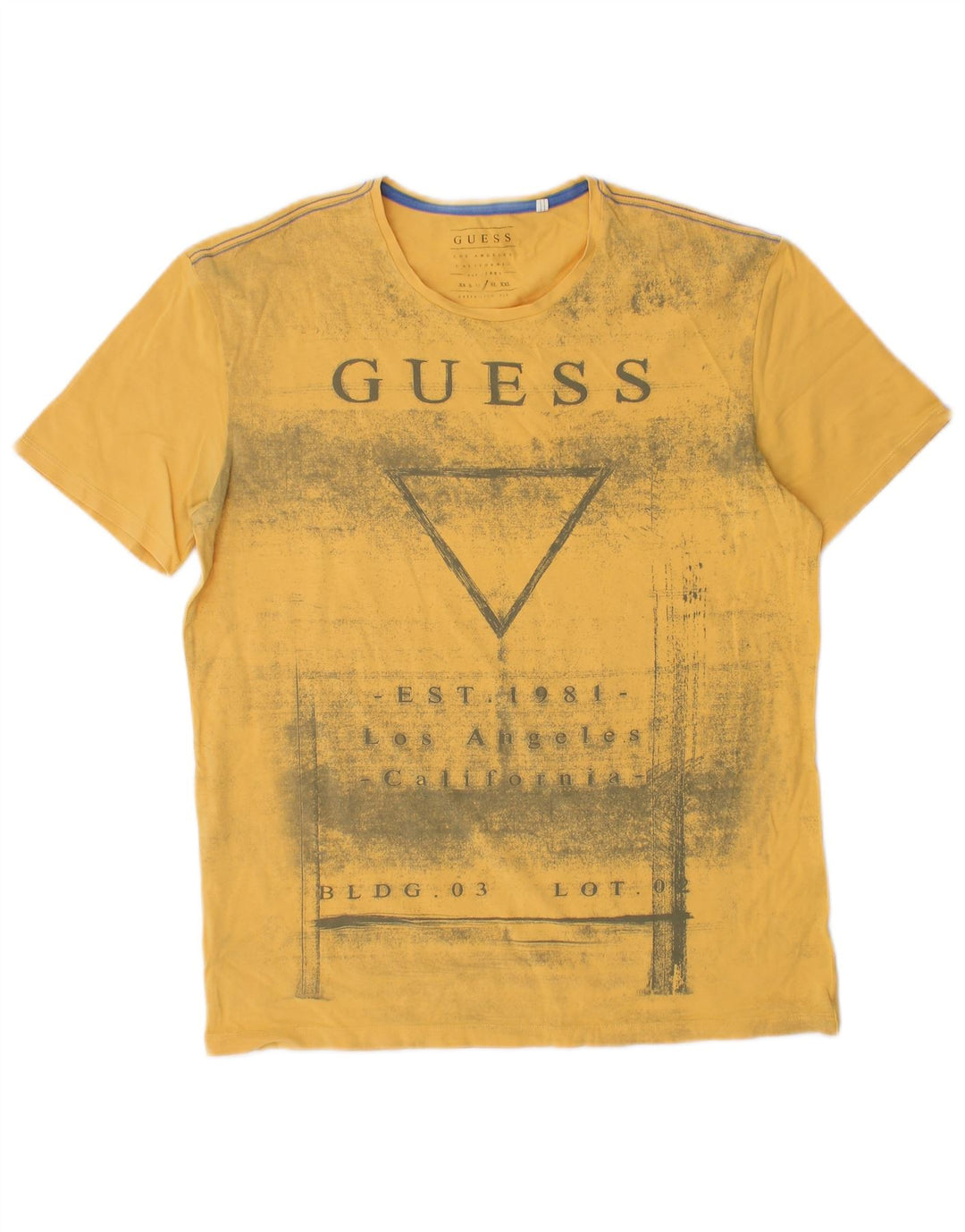 Guess Herre Extra Slim Grafisk T-Shirt Top Stor Gul