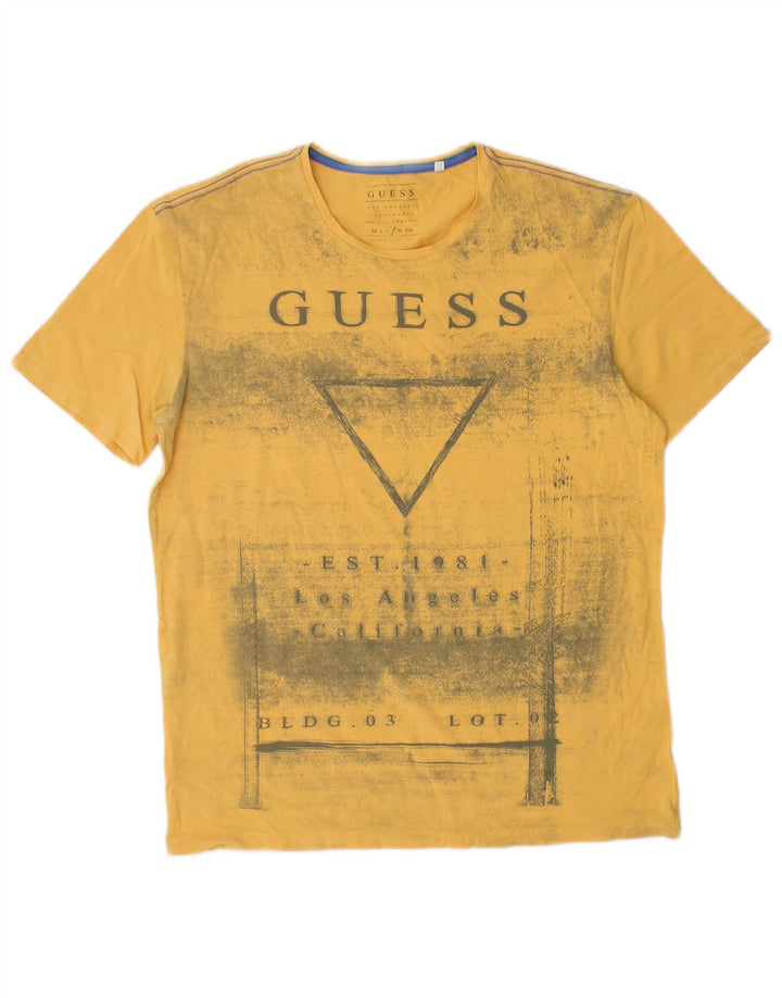 Guess Herre Extra Slim Grafisk T-Shirt Top Stor Gul