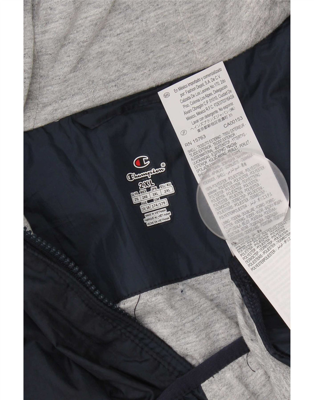 Champion Drenge Hætte Regnjakke 15-16 År 2XL Navy Blue Polyester