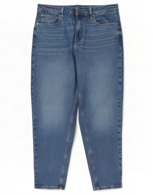 Marks & Spencer Womens Mom Tapered Jeans UK 12 Medium W30 L25 Blue Cotton