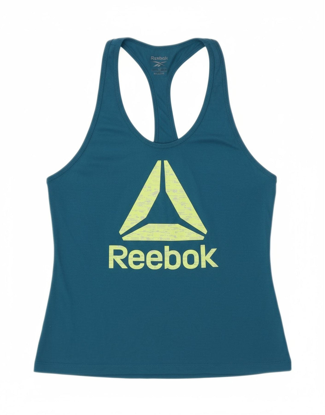 REEBOK Womens Crop Graphic Vest Top UK 12/14 Medium Blue