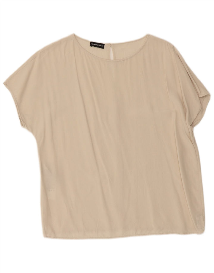 Emporio Armani Dame bluse Top EU 42 Large Off White Silke