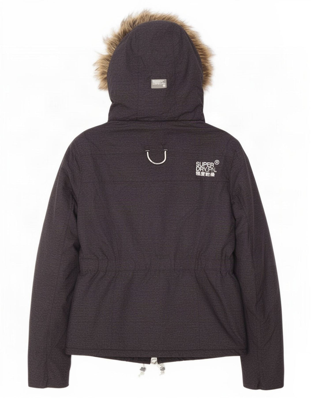 Superdry vindjakke med hætte til kvinder UK 12 mellemgrå polyester