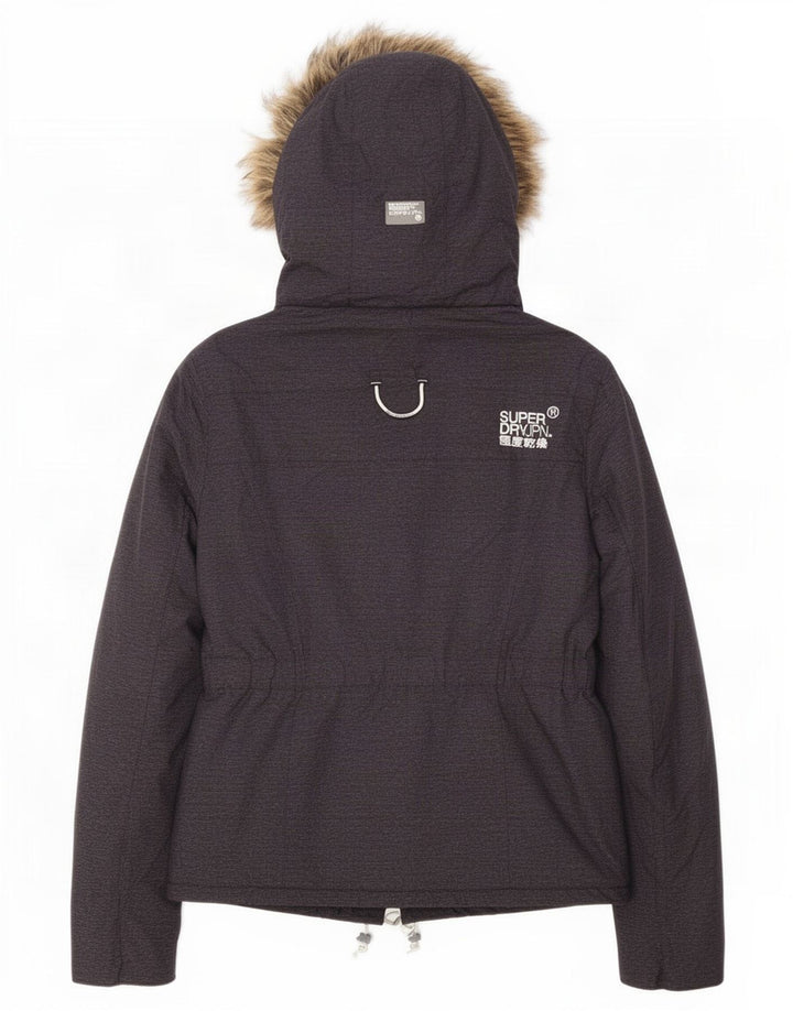 Superdry vindjakke med hætte til kvinder UK 12 mellemgrå polyester
