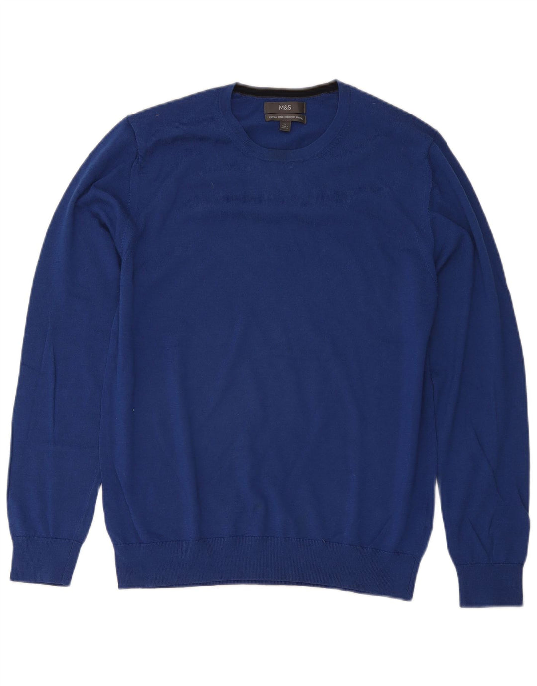 Marks & Spencer Herre sweater med rund hals, stor blå merinould