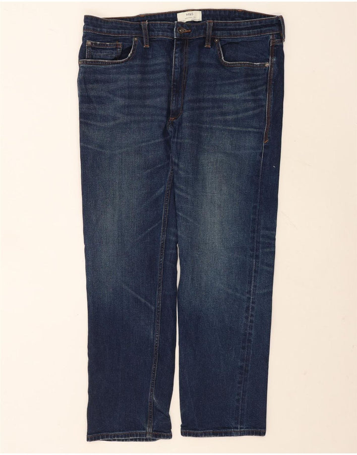 Marks & Spencer Straight Jeans til mænd W38 L31 Blå bomuld