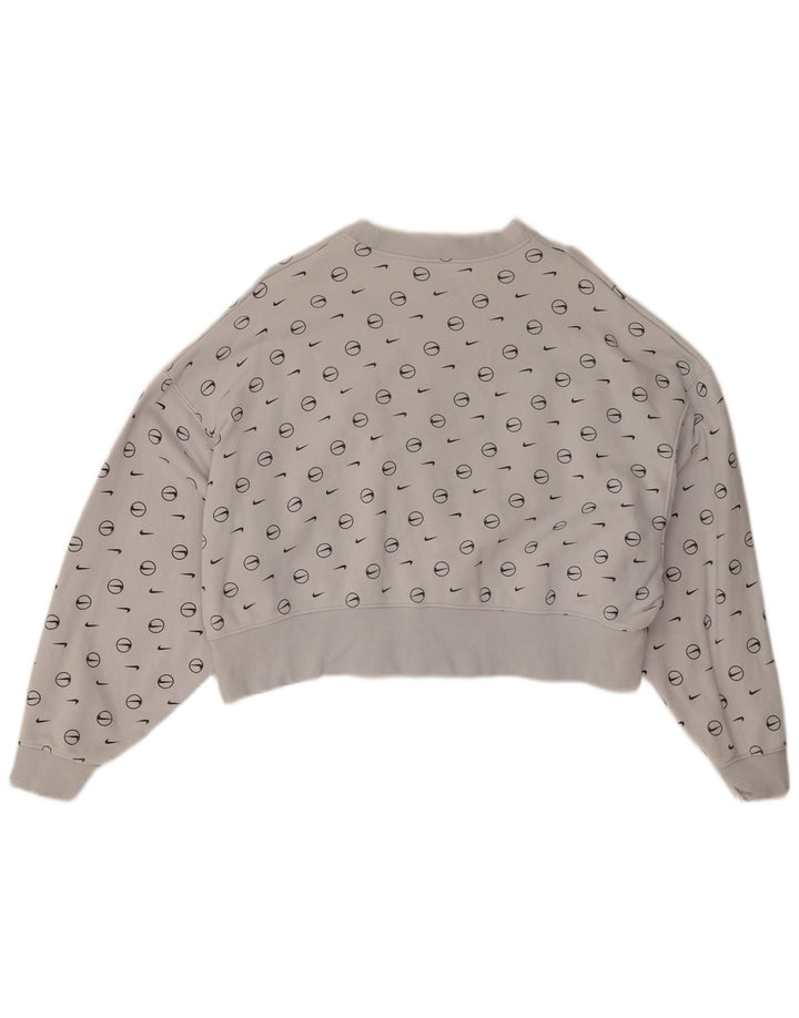 Nike Womens Oversized Crop Graphic Sweatshirt Jumper UK 10 Small Grey