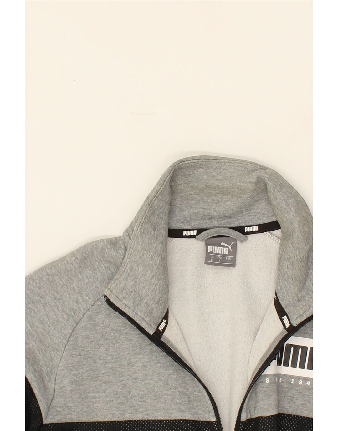PUMA Mens Graphic Tracksuit Top Jacket Small Grey Colourblock Cotton Vintage Puma and Second-Hand Puma from Messina Hembry 