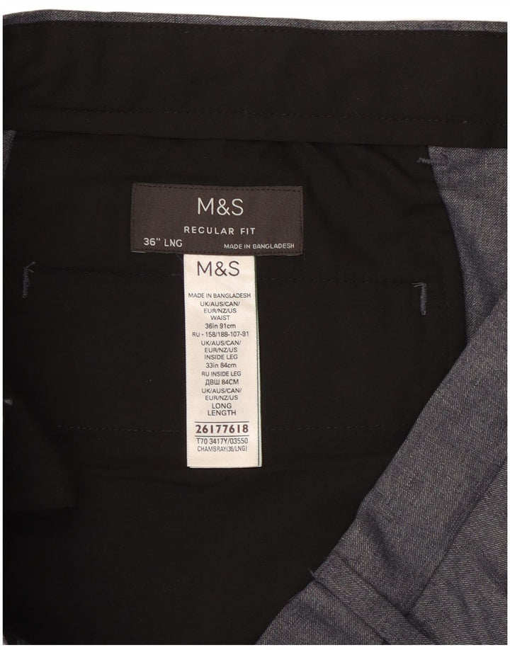 Marks & Spencer Herre Regular Fit Chino Bukser W36 L33 Grå Polyester