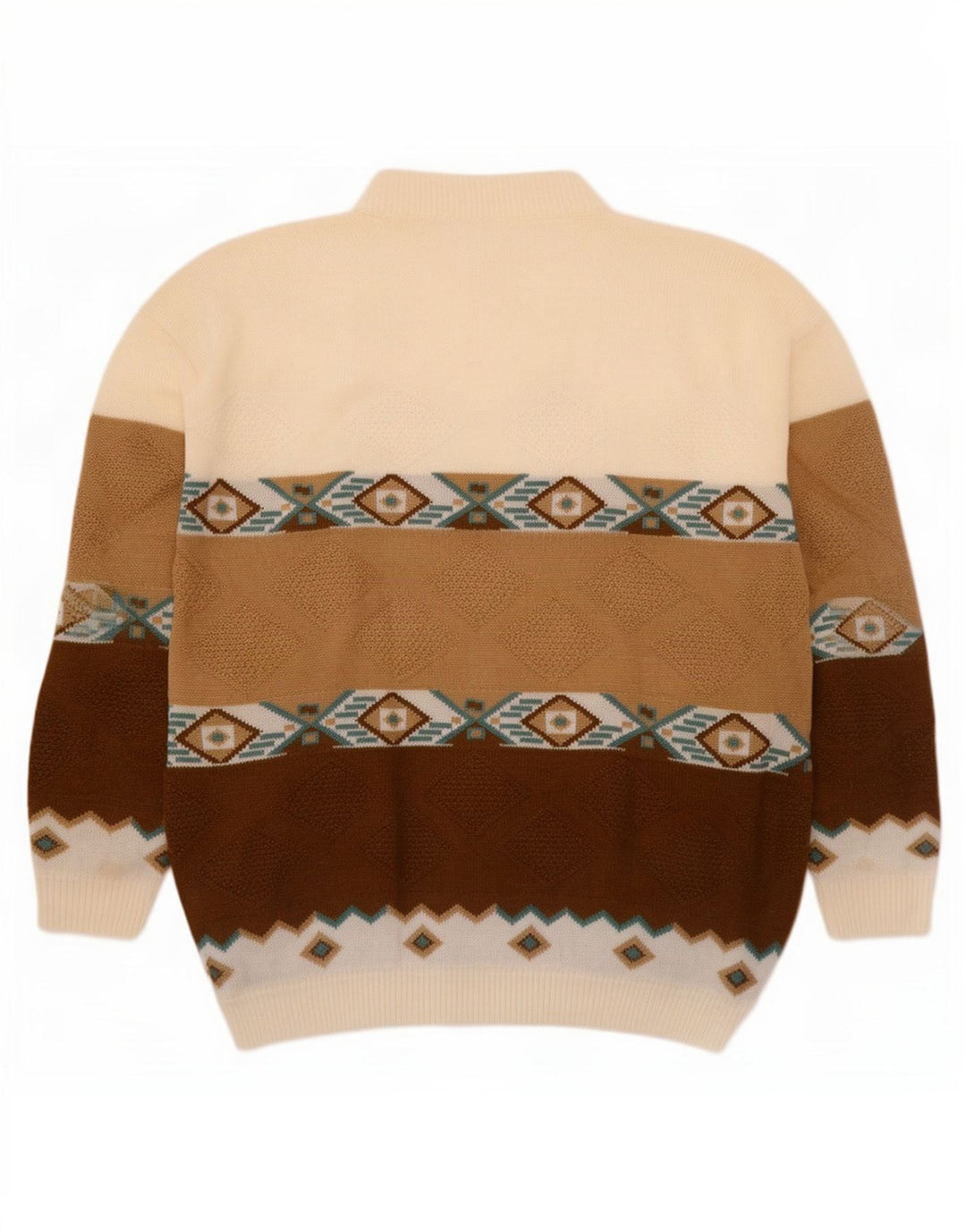 Vintage Herre Turtle Neck Jumper Sweater XL Flerfarvet Geometrisk
