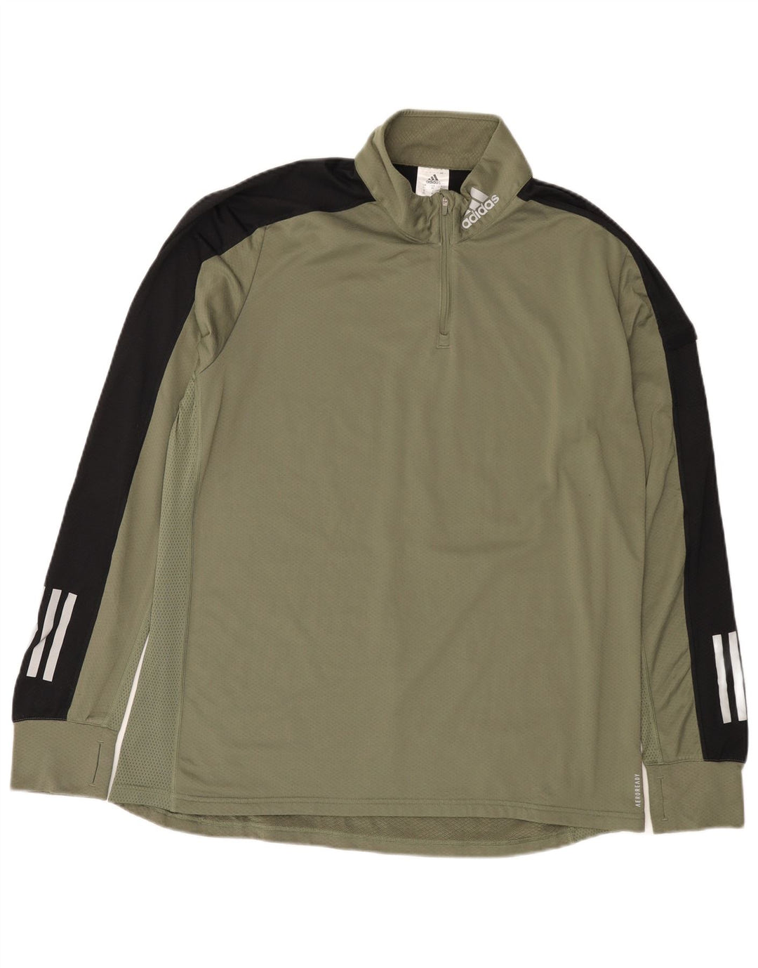 Adidas Herre Aeroready Zip Neck Pullover Tracksuit Top XL Khaki Colourblock