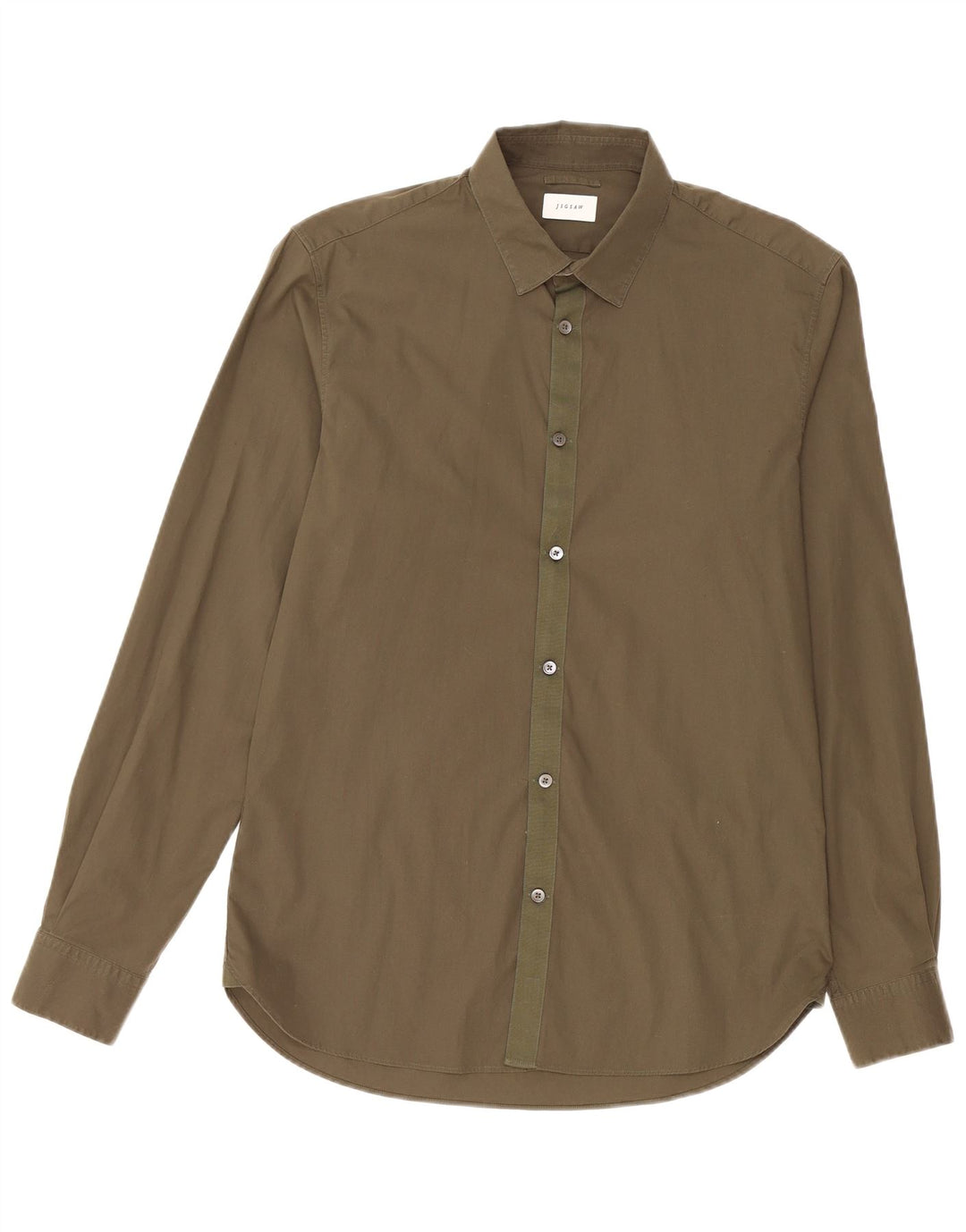 JIGSAW Mens Shirt Medium Khaki Cotton