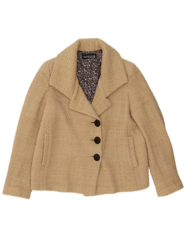 Notizie Dame 3 Button Blazer Jacket UK 12 Medium Beige Virgin Wool