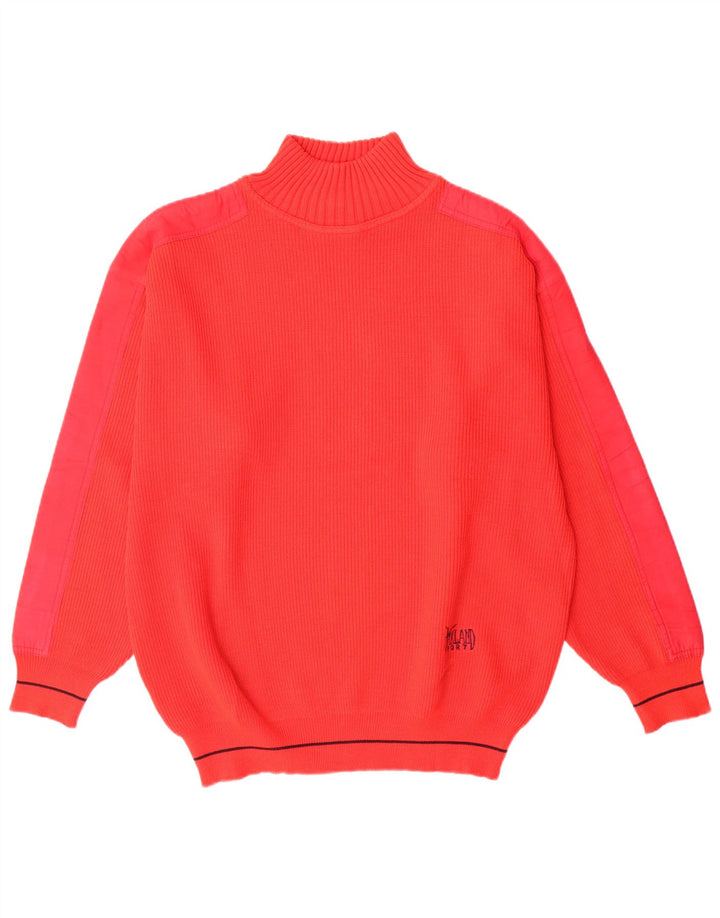 Vintage Herre Turtle Neck Jumper Sweater IT 50 Medium Rød Uld