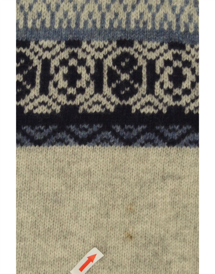 Bramante Herre Crew Neck Jumper Sweater IT 50 Medium Grey Fair Isle New Wool