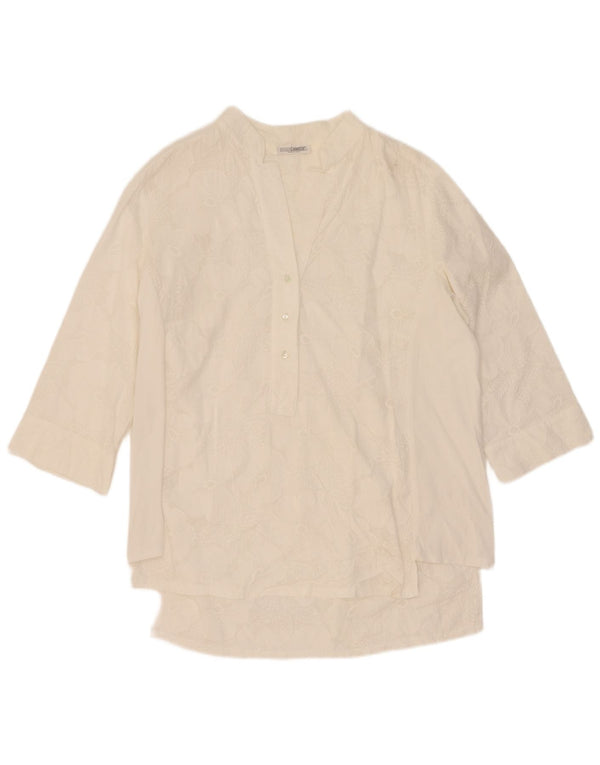 Naracamicie skjortebluse med 3/4 ærmer til kvinder UK 16 Large White Floral