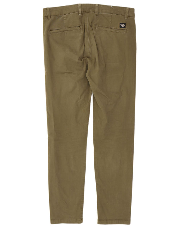 Zara Herre Slim Chino Bukser EU 42 Large W32 L30 Khaki Bomuld